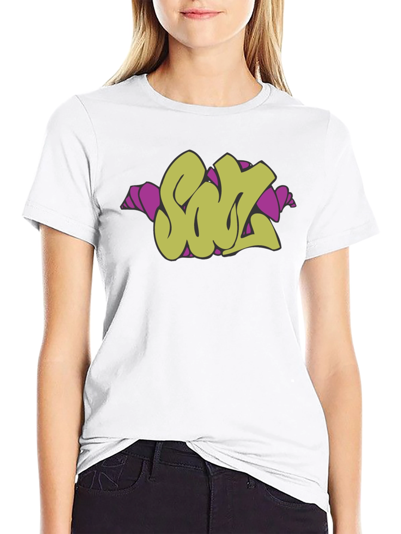 Graffiti Style Olive SOUL Graphic Black T-Shirt