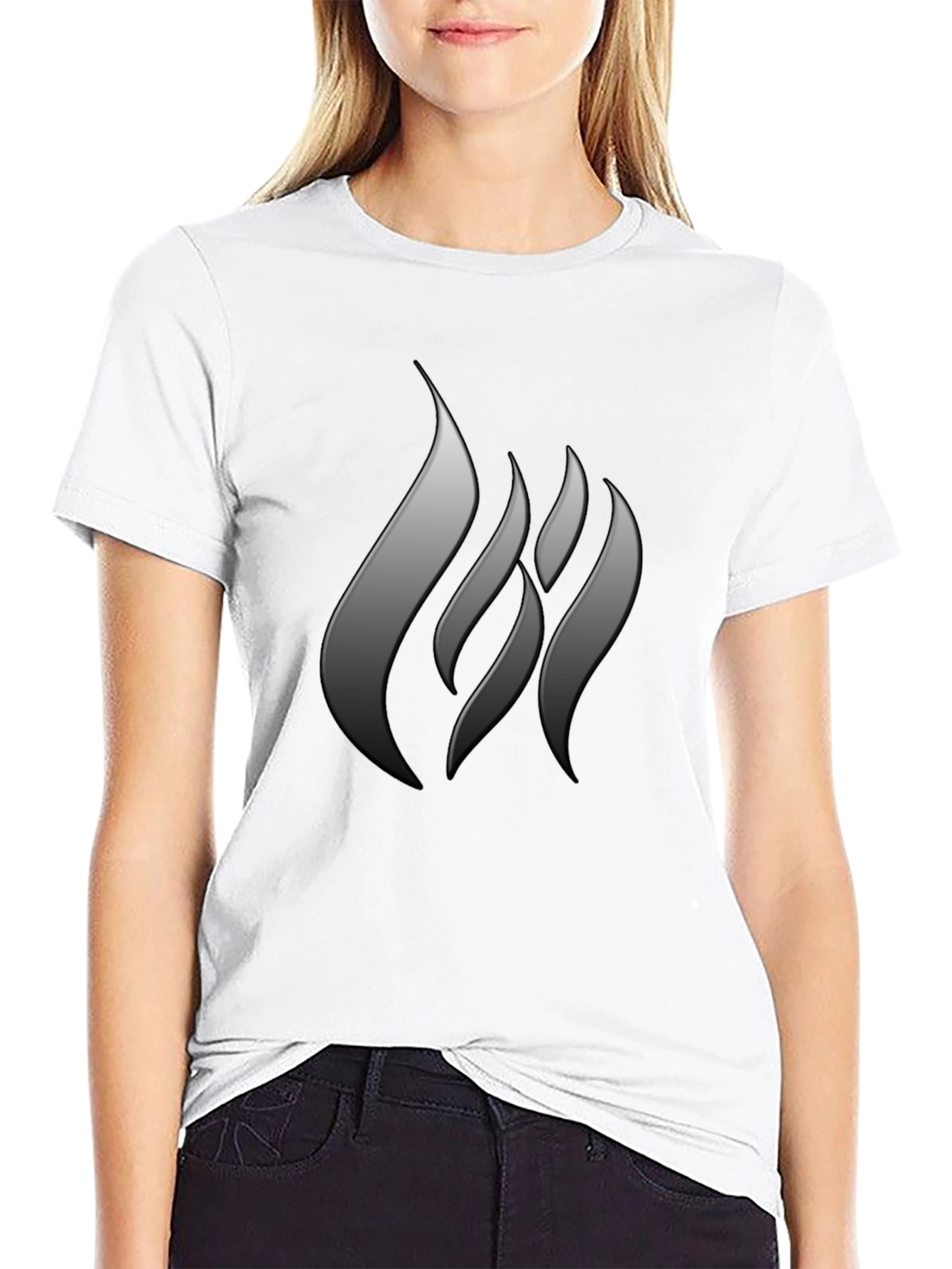 Mens Black T-Shirt with Abstract Flame Design