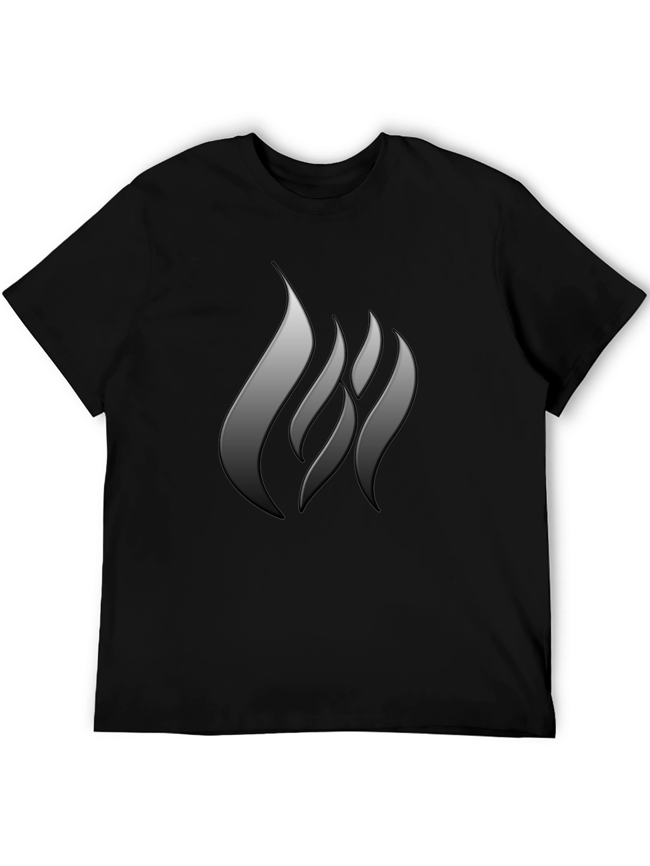 Mens Black T-Shirt with Abstract Flame Design