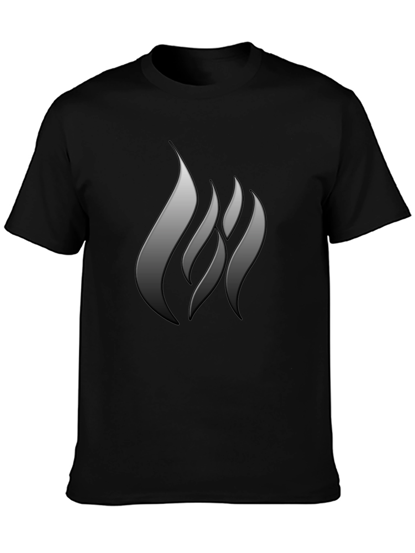 Mens Black T-Shirt with Abstract Flame Design