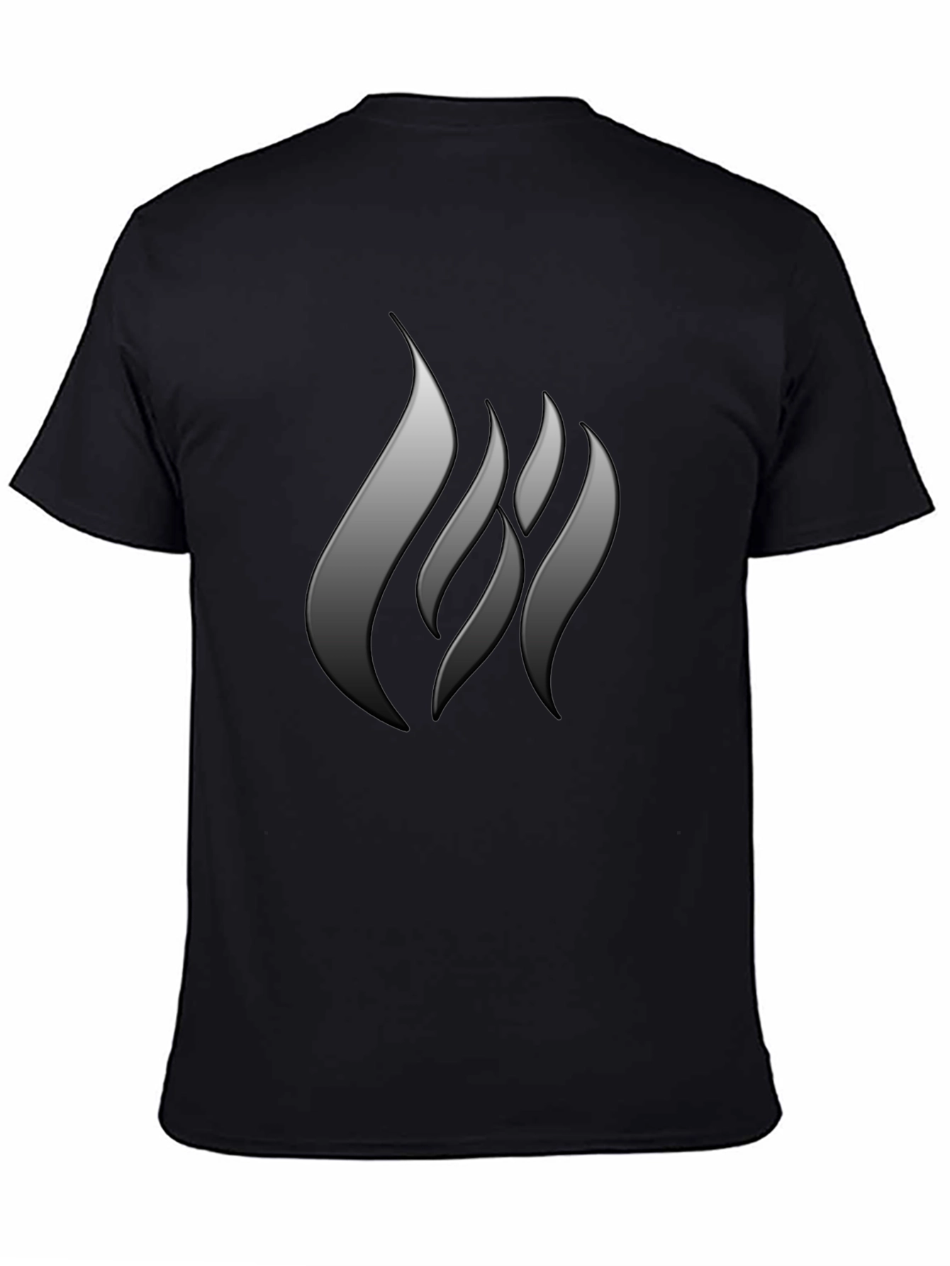 Mens Black T-Shirt with Abstract Flame Design