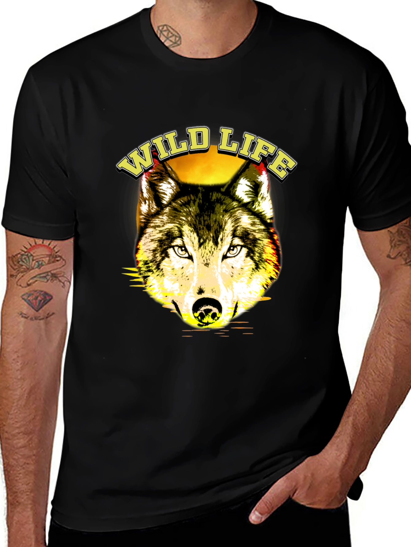 Wildlife Wolf Graphic T-Shirt - Black