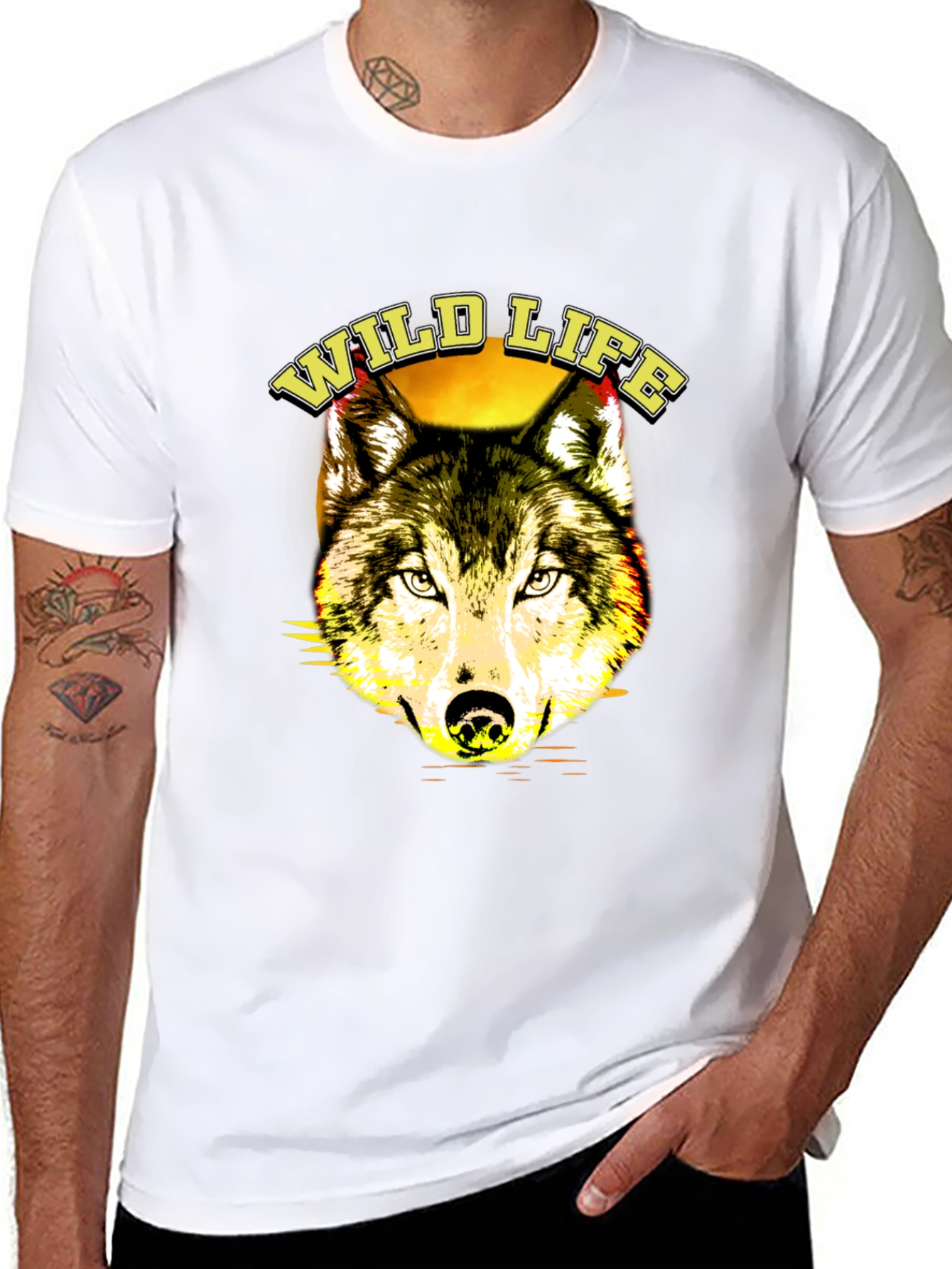 Wildlife Wolf Graphic T-Shirt - Black