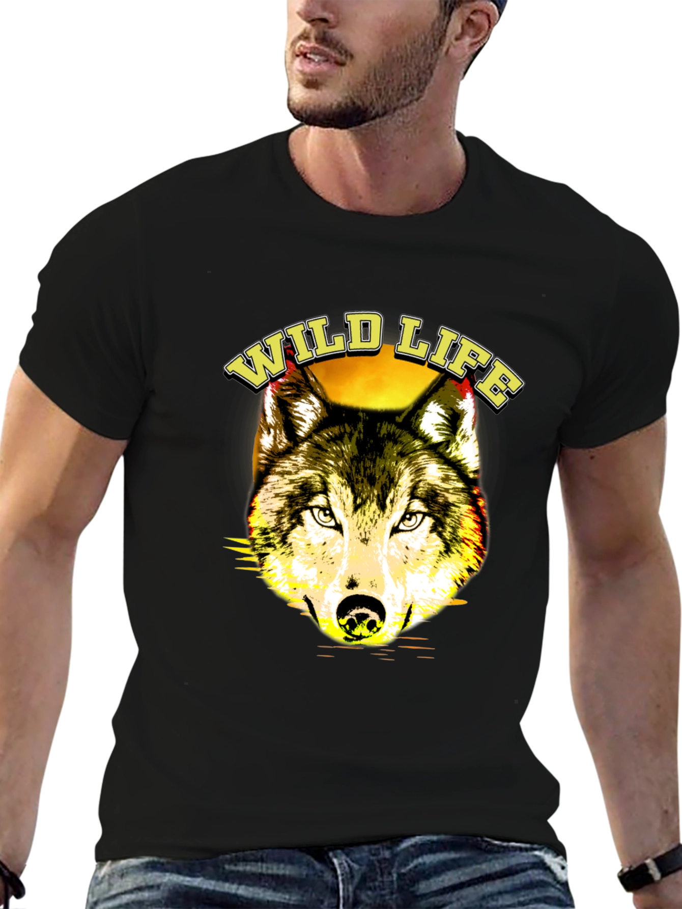 Wildlife Wolf Graphic T-Shirt - Black
