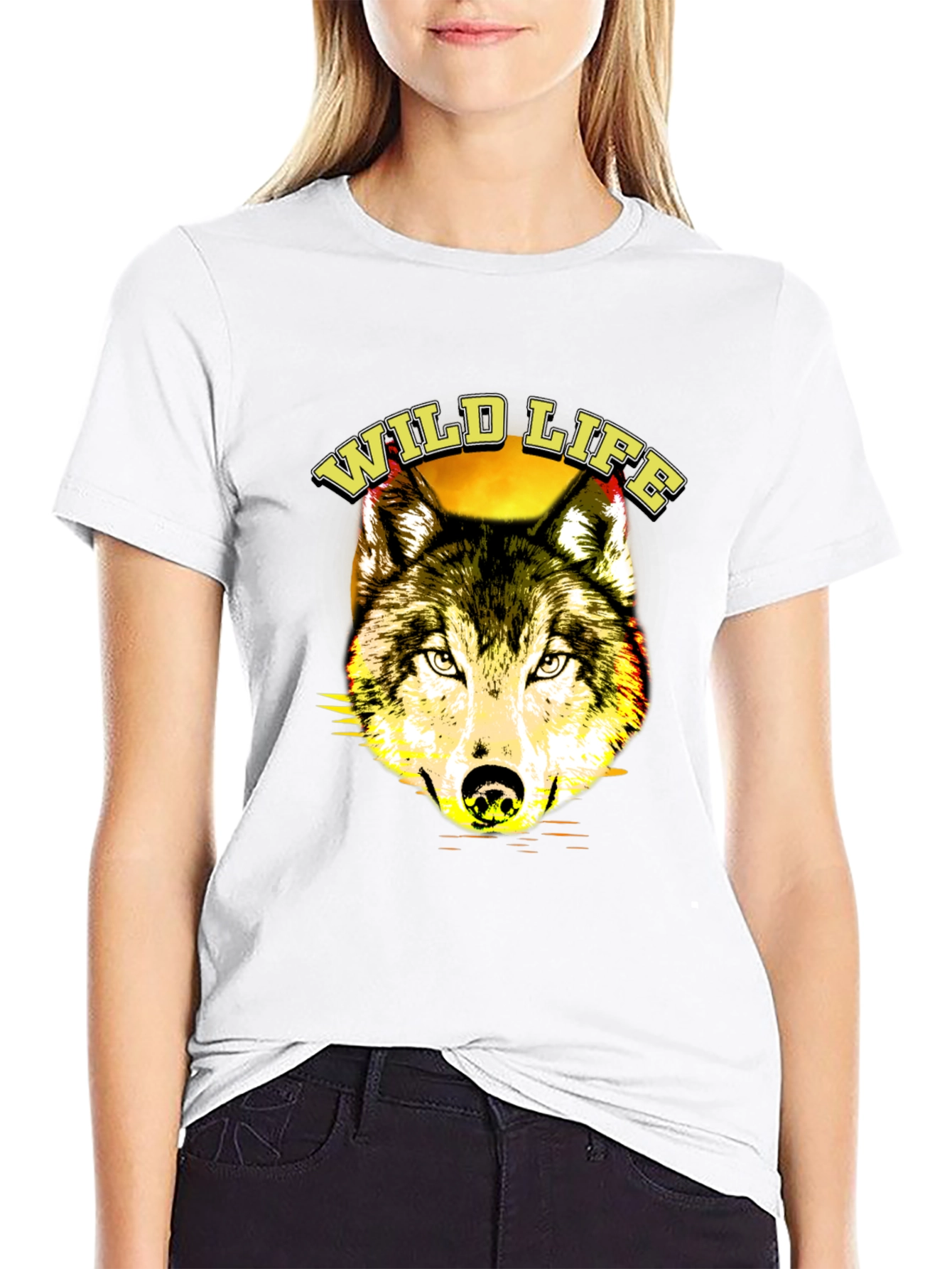 Wildlife Wolf Graphic T-Shirt - Black