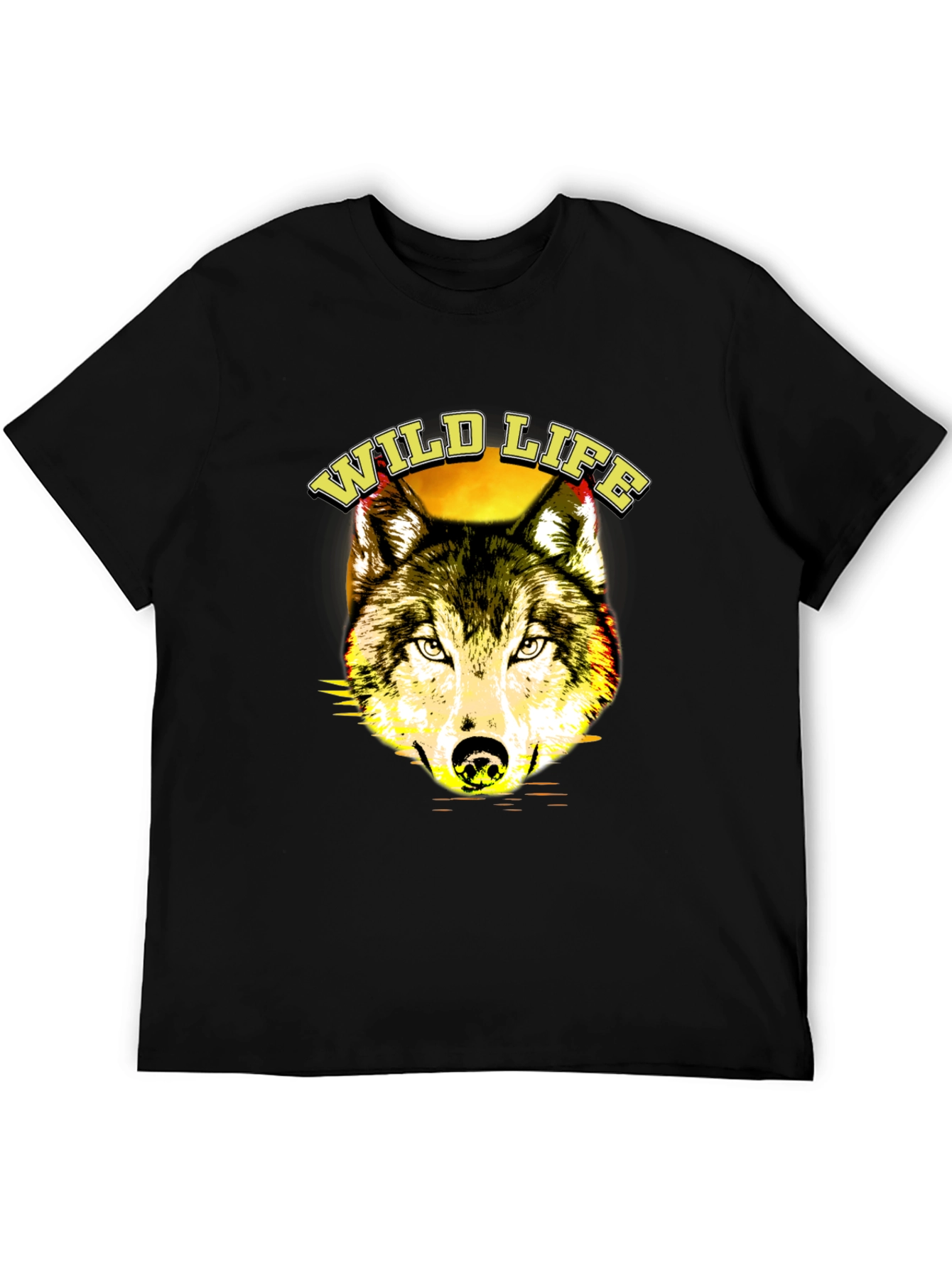Wildlife Wolf Graphic T-Shirt - Black