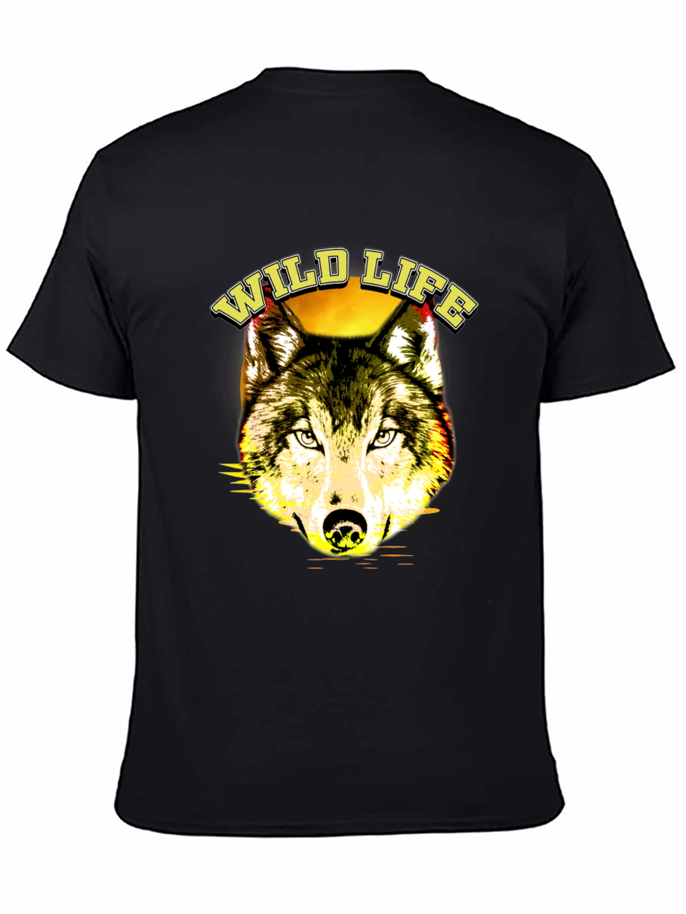 Wildlife Wolf Graphic T-Shirt - Black
