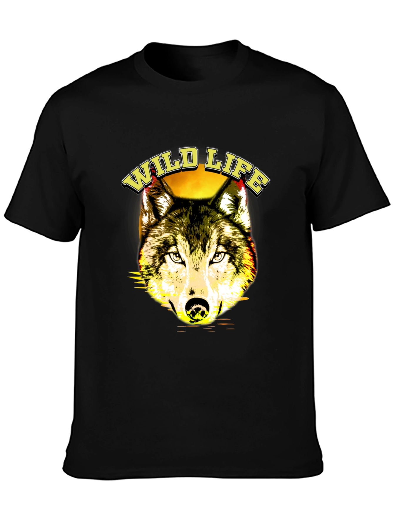 Wildlife Wolf Graphic T-Shirt - Black