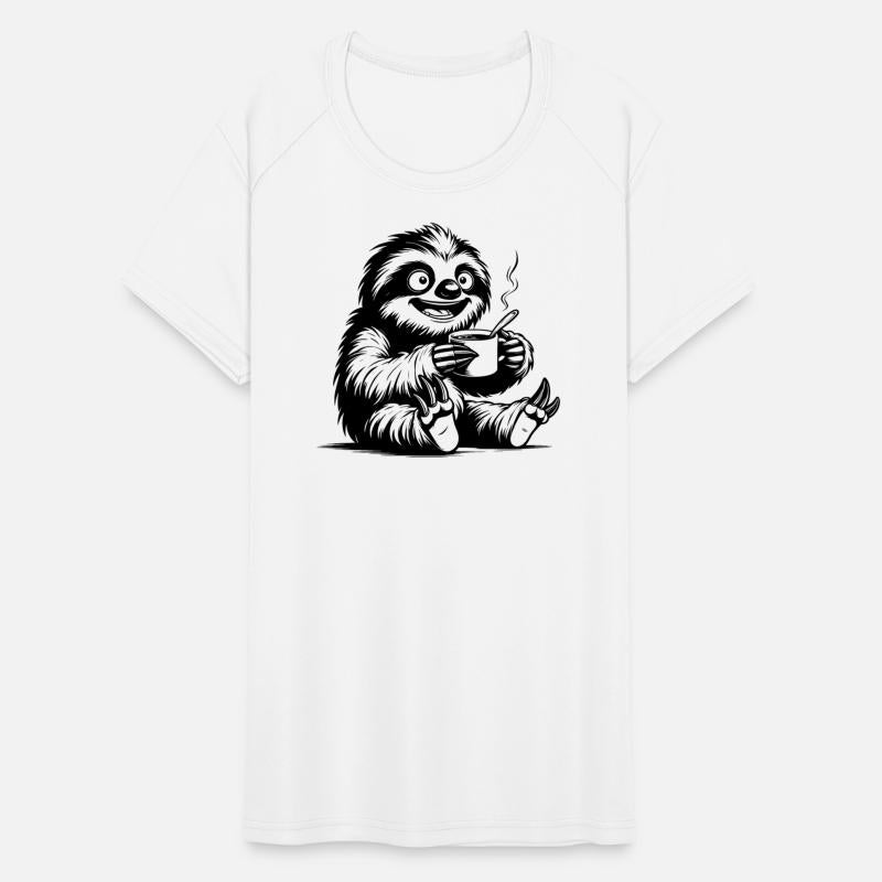 Laughing Sloth With Coffee Pencil Drawing