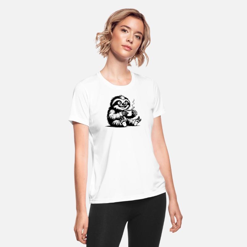 Laughing Sloth With Coffee Pencil Drawing