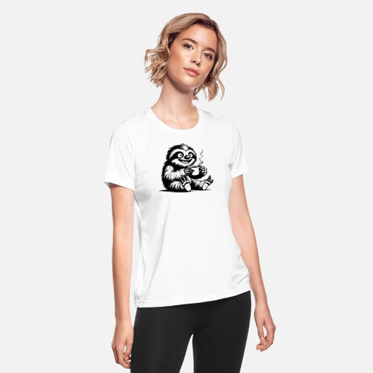 Laughing Sloth With Coffee Pencil Drawing