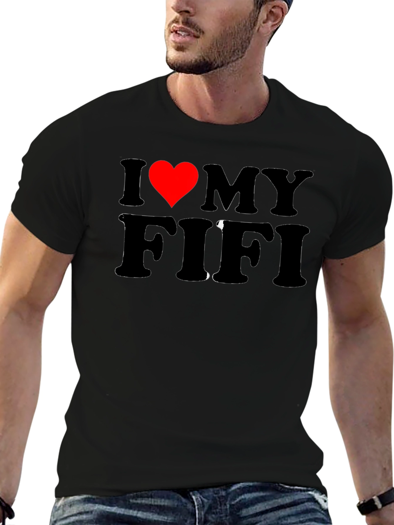 I Heart My Fifi Black T-Shirt Novelty Tee