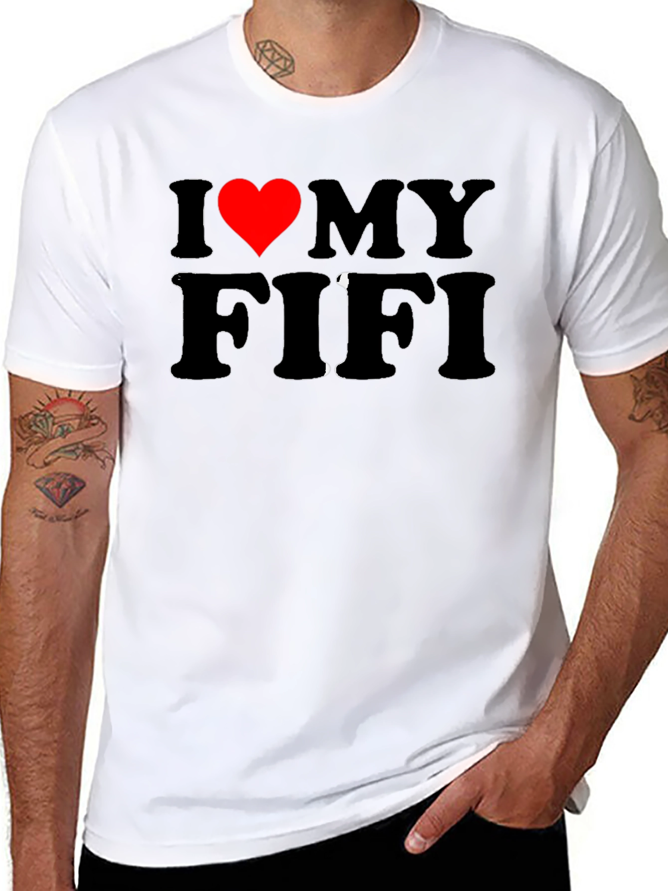 I Heart My Fifi Black T-Shirt Novelty Tee