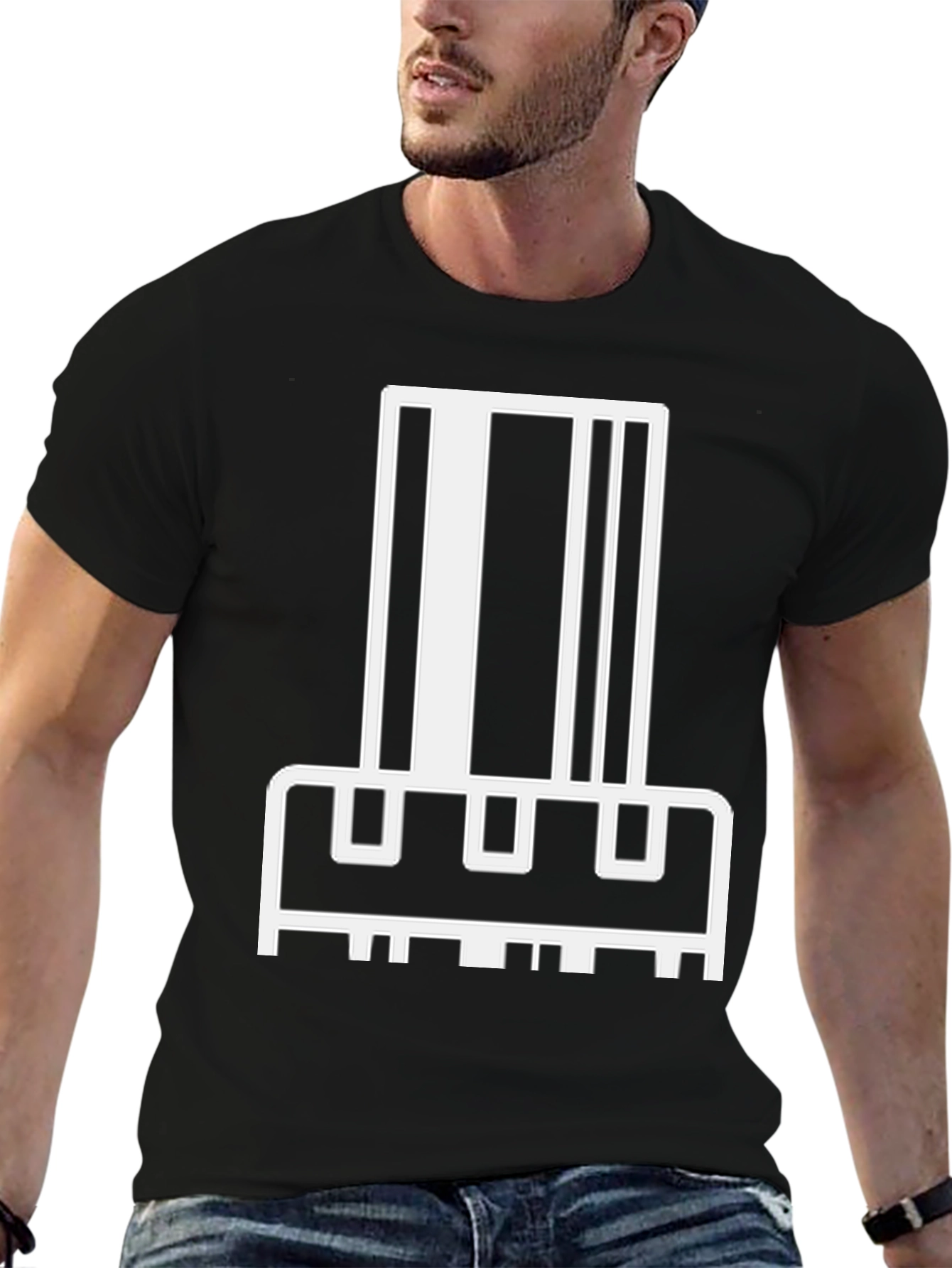 Abstract Barcode Graphic T-Shirt