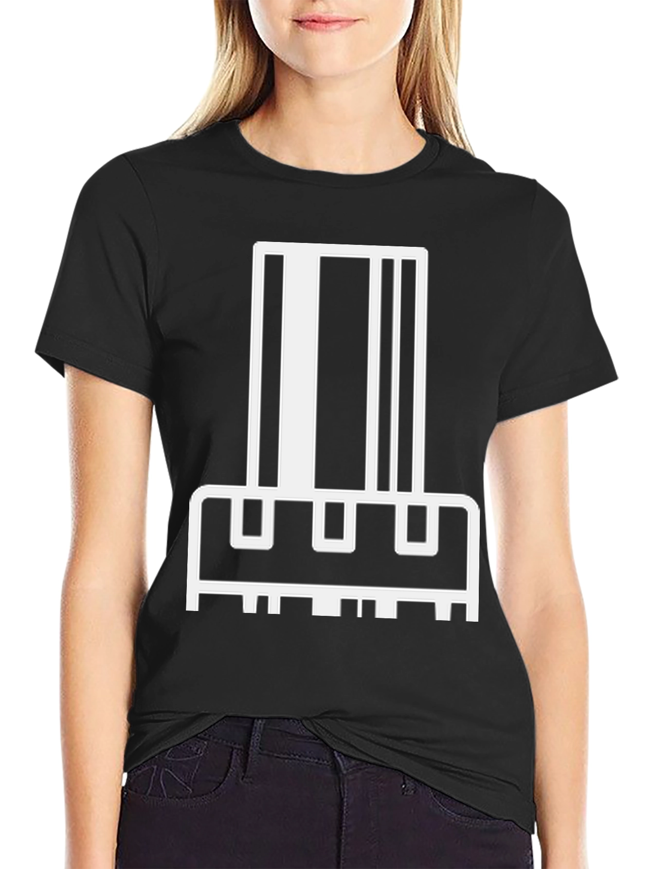 Abstract Barcode Graphic T-Shirt