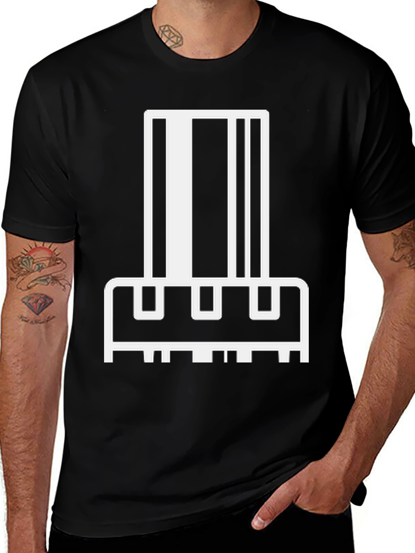 Abstract Barcode Graphic T-Shirt