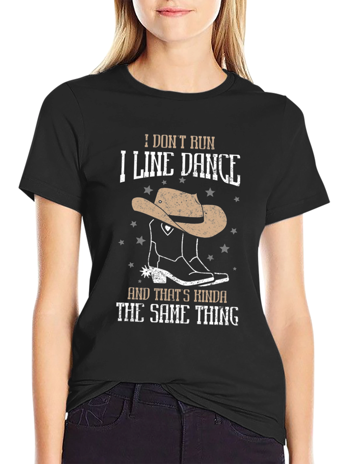 Line Dance T-Shirt - Cowboy Boot and Hat Design