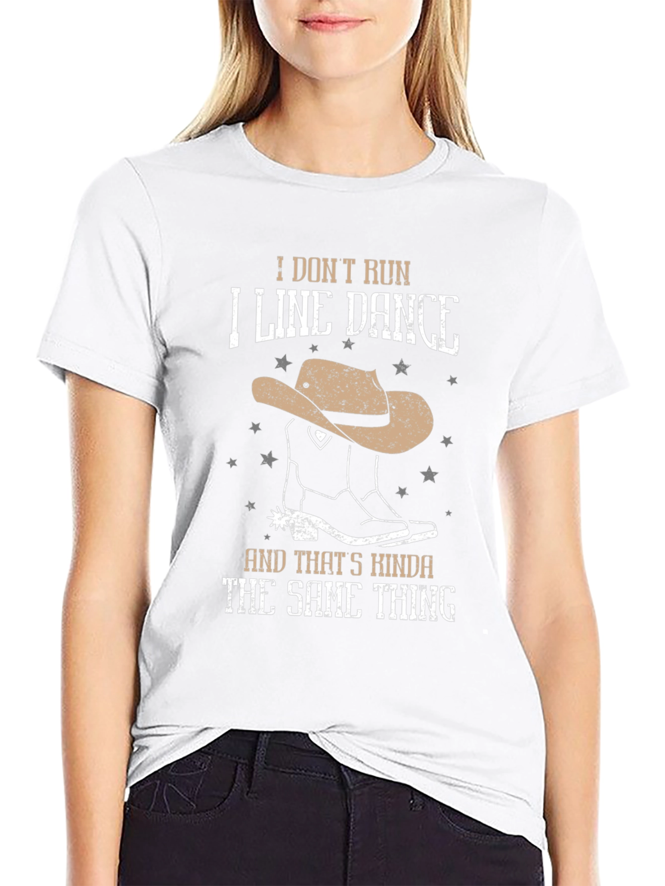 Line Dance T-Shirt - Cowboy Boot and Hat Design