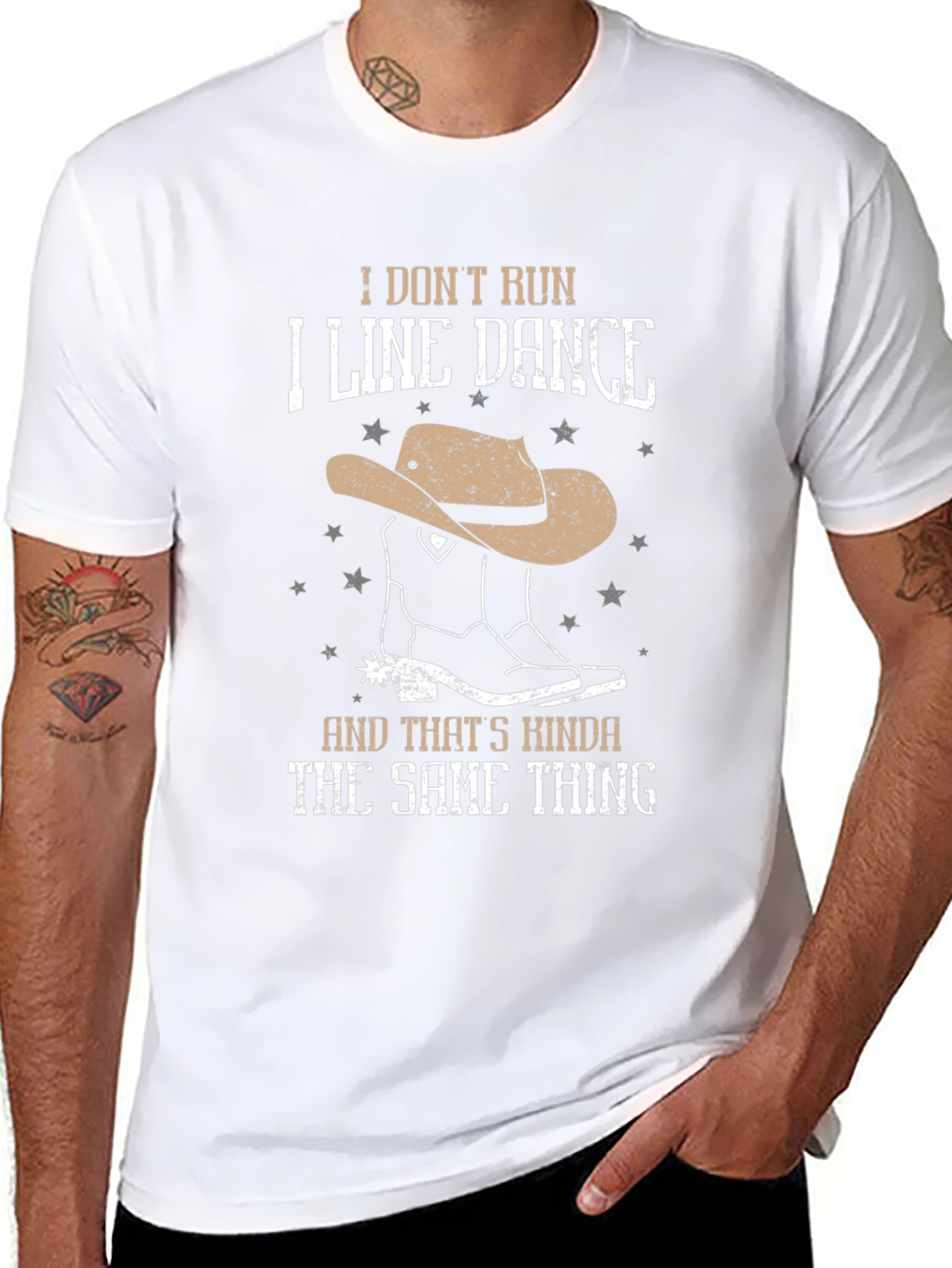 Line Dance T-Shirt - Cowboy Boot and Hat Design