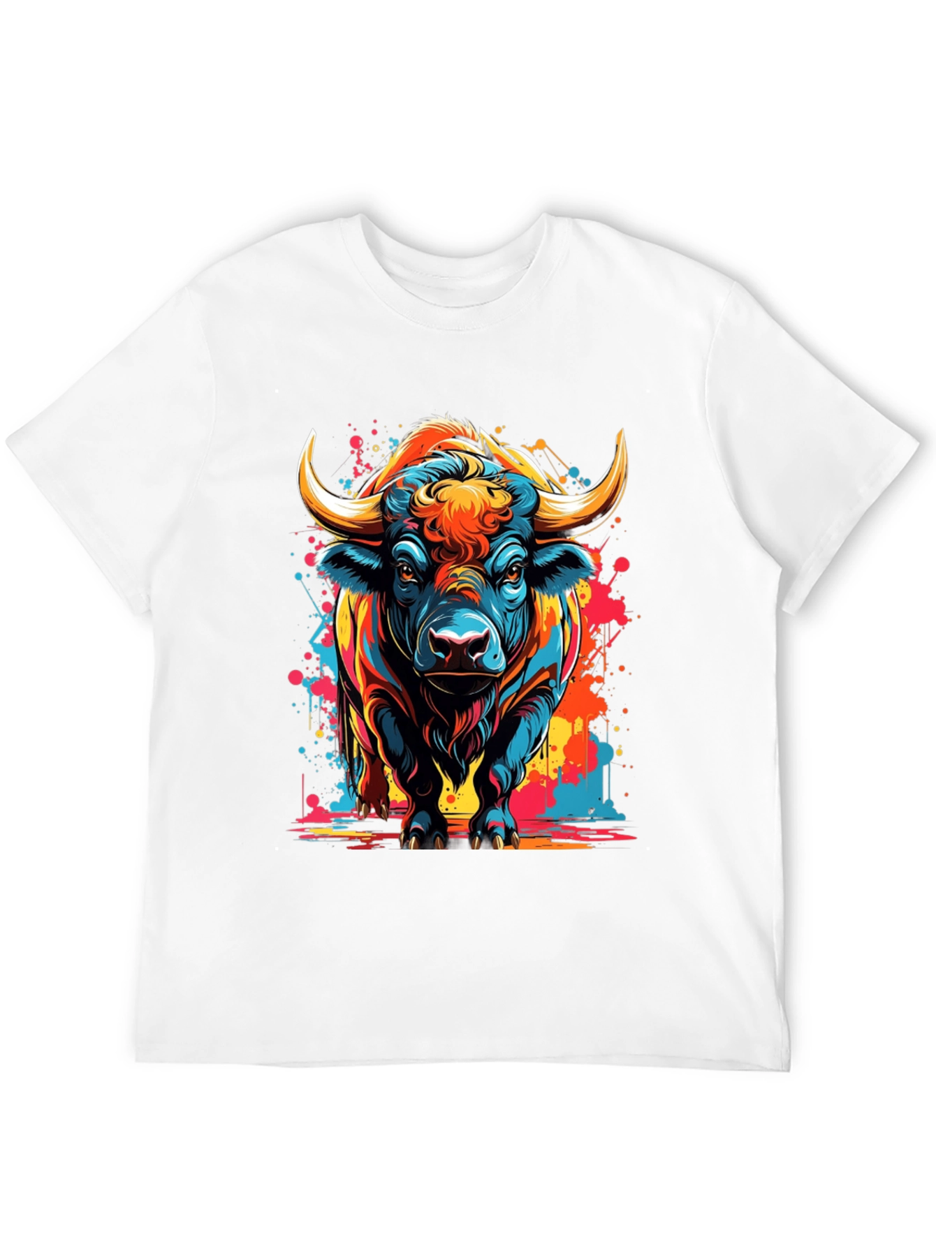 Vibrant Bull Graphic T-Shirt - Black