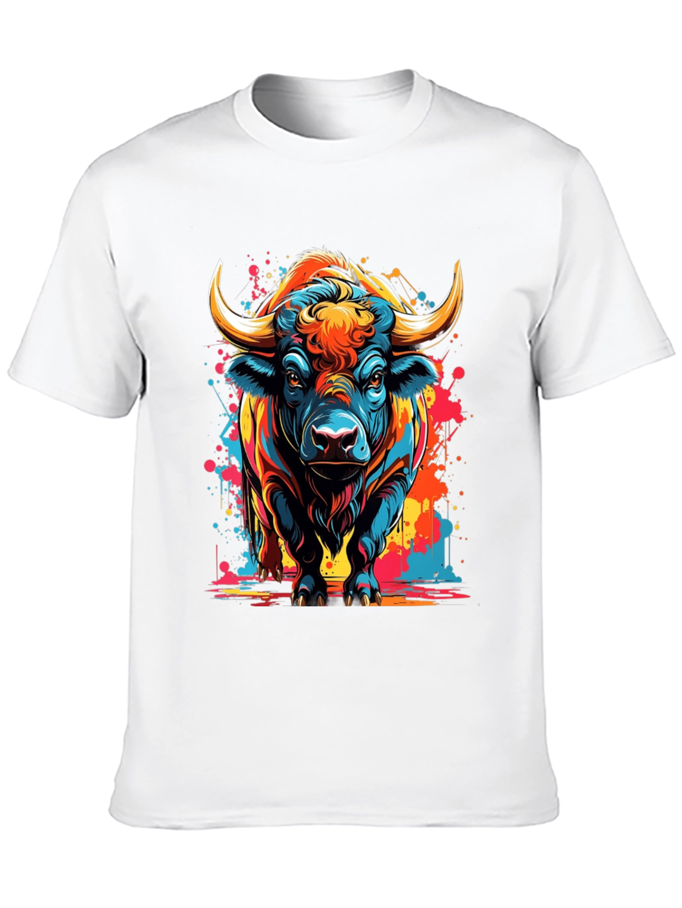 Vibrant Bull Graphic T-Shirt - Black