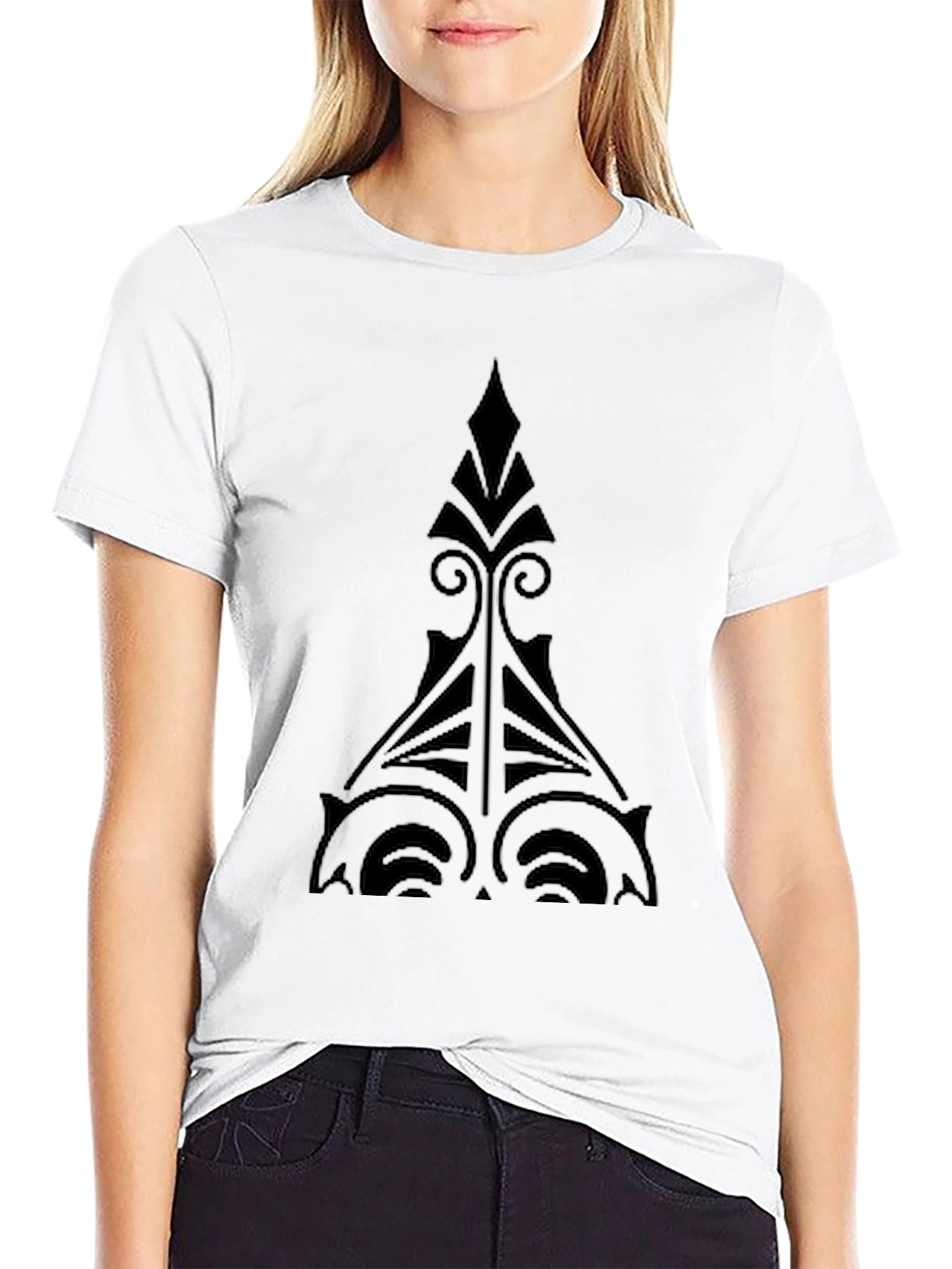 Mens Black Graphic Tee - Unique Tribal Design