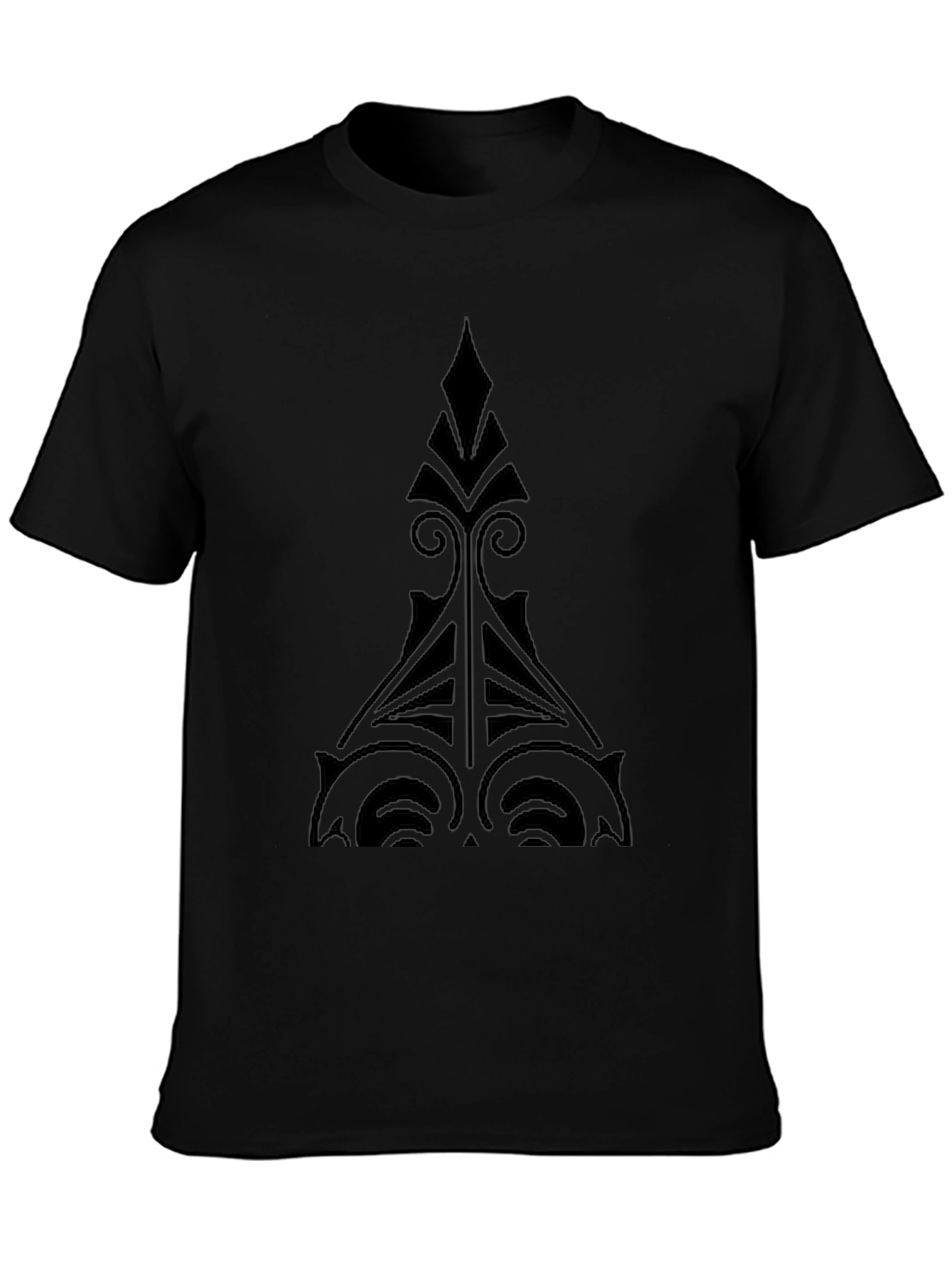 Mens Black Graphic Tee - Unique Tribal Design