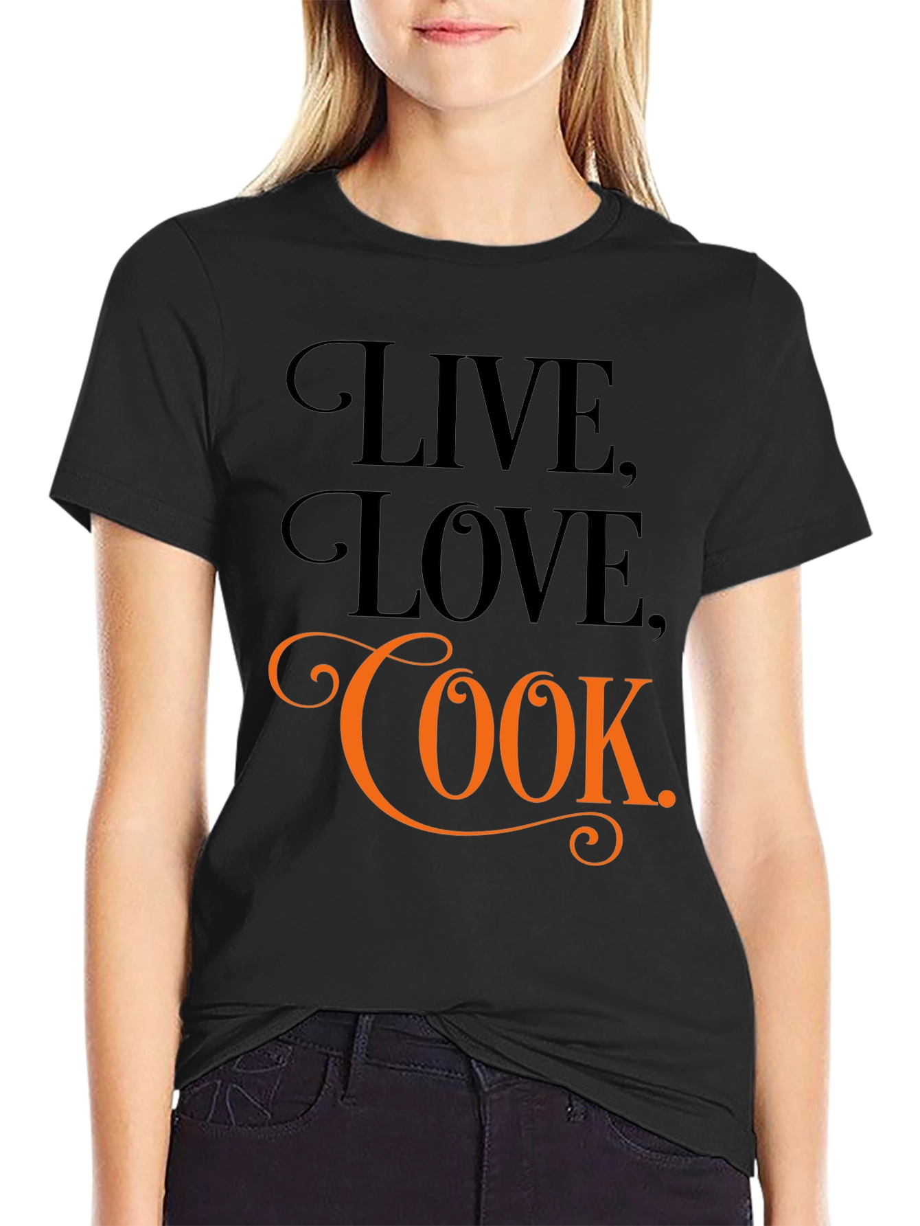 Live Love Cook Black Graphic Tee