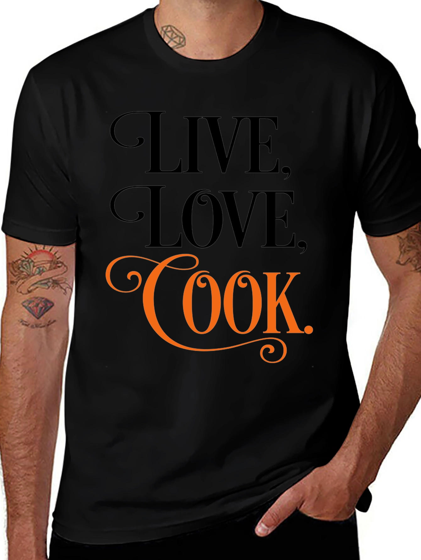 Live Love Cook Black Graphic Tee