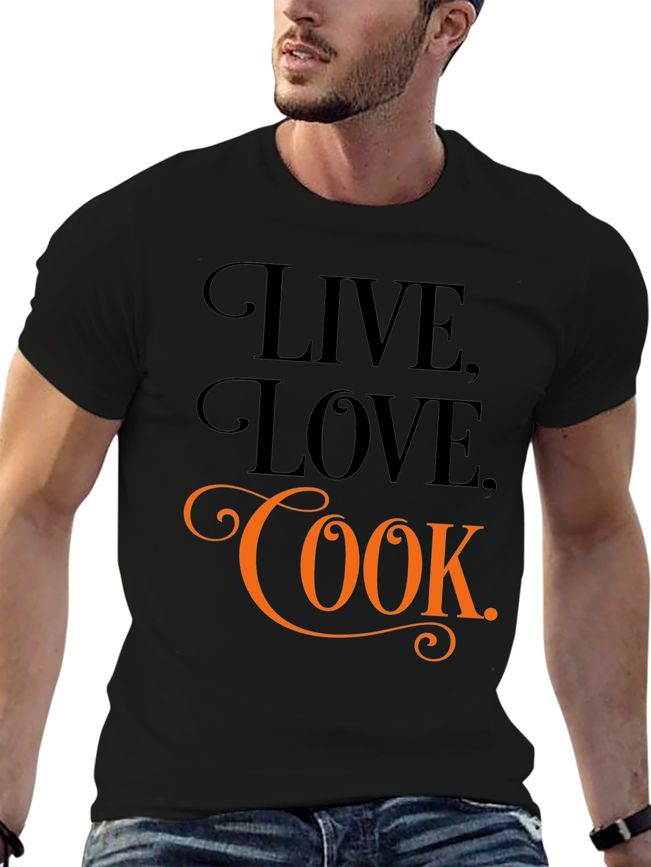 Live Love Cook Black Graphic Tee
