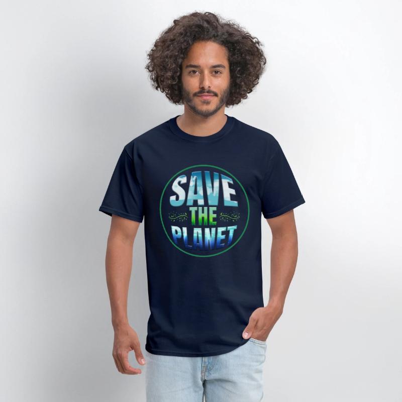 Logo Save The Planet With Clouds, Gras, Ocean For