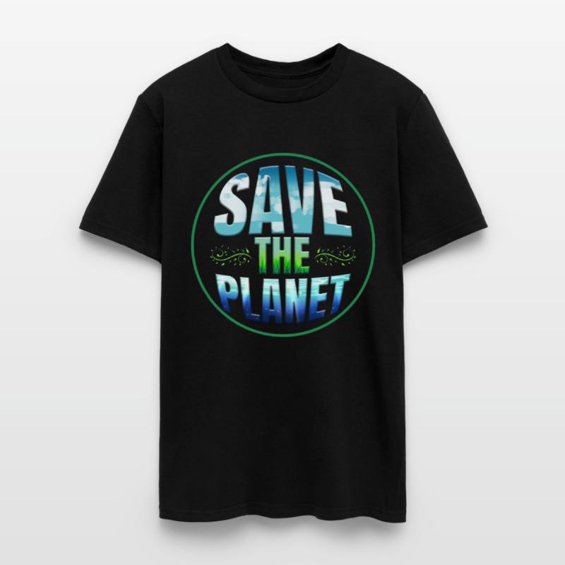 Logo Save The Planet With Clouds, Gras, Ocean For