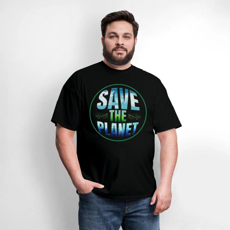 Logo Save The Planet With Clouds, Gras, Ocean For