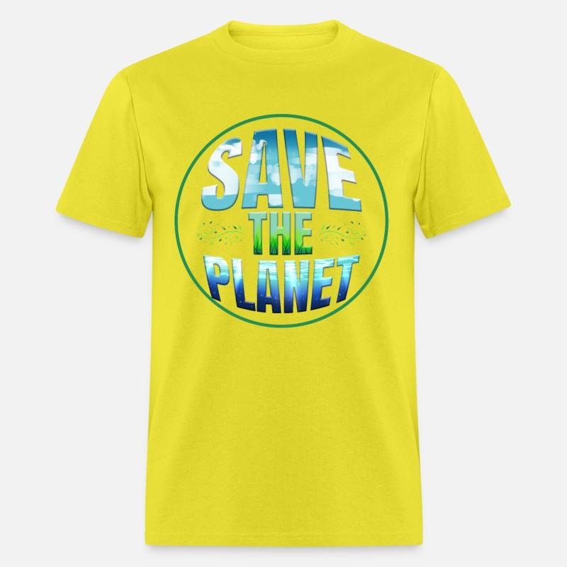 Logo Save The Planet With Clouds, Gras, Ocean For