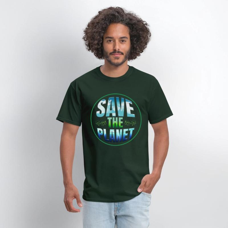 Logo Save The Planet With Clouds, Gras, Ocean For