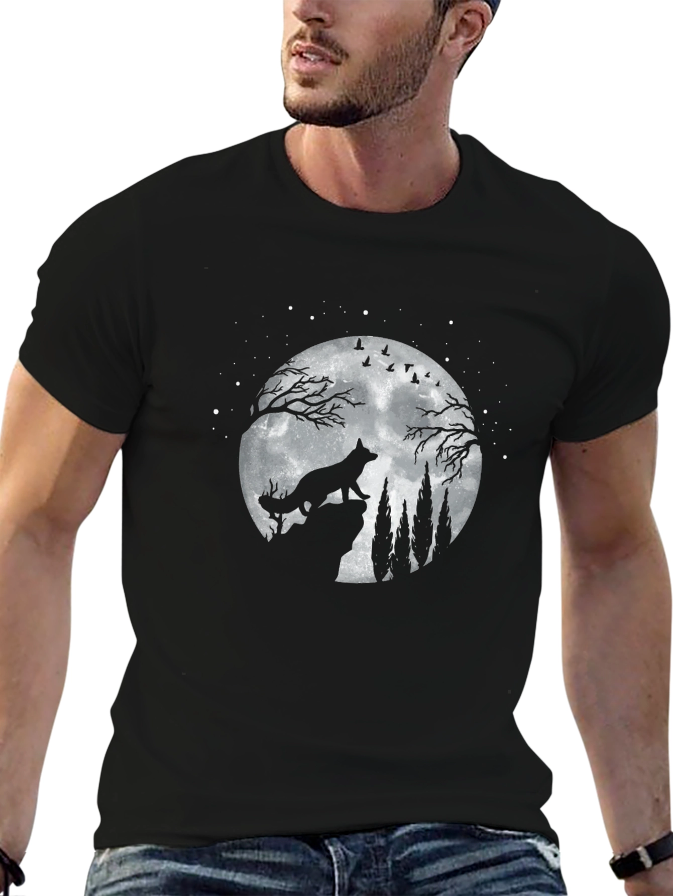 Wolf Moon Graphic Tee - Mens Black T-Shirt