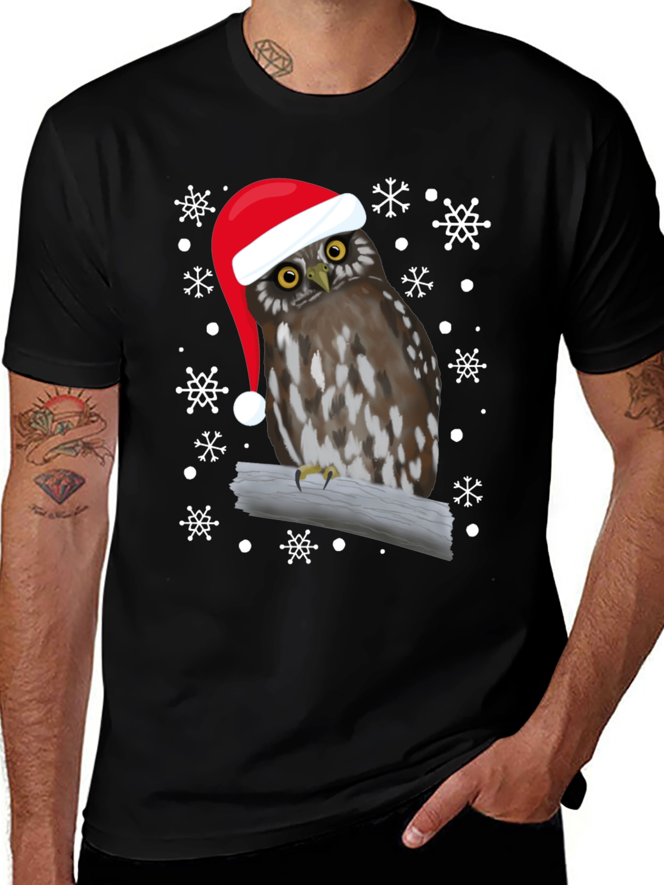 Christmas Owl T-Shirt Holiday Bird Tee