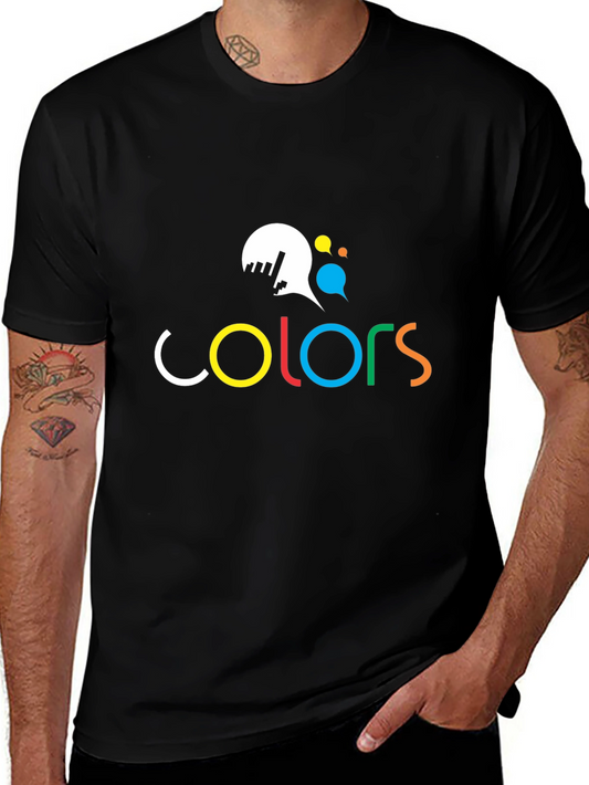 Vibrant Colors Graphic Print Black T-Shirt