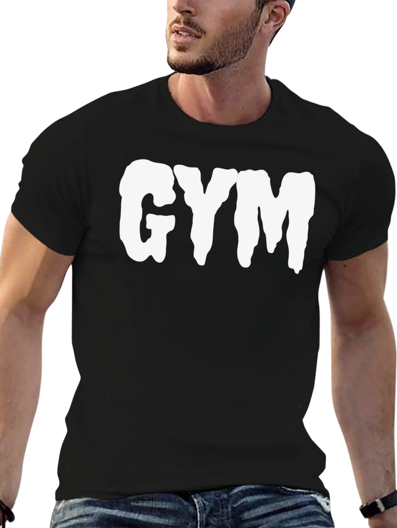 GYM Graphic Tee - Black Cotton Blend Training Shirt
