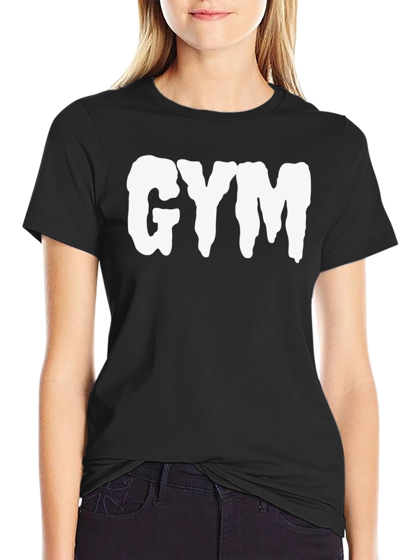 GYM Graphic Tee - Black Cotton Blend Training Shirt