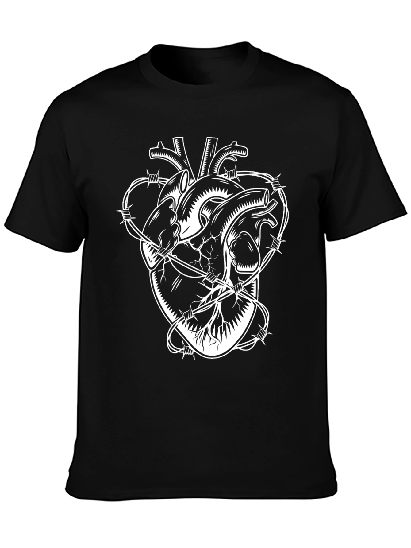 Barbed Wire Heart Graphic T-Shirt - Edgy Streetwear