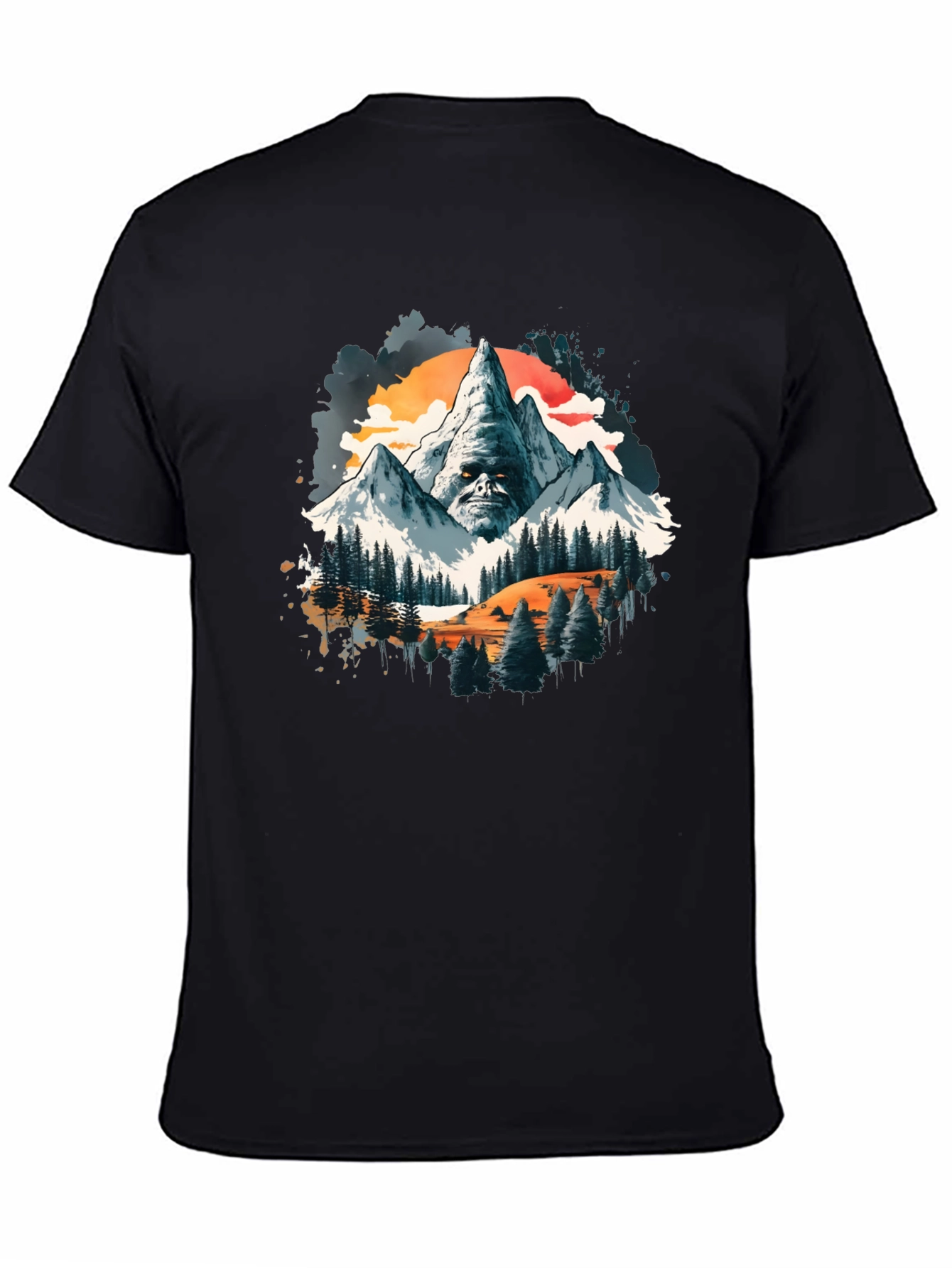 Mountain Face Graphic Tee - Mens Black T-Shirt