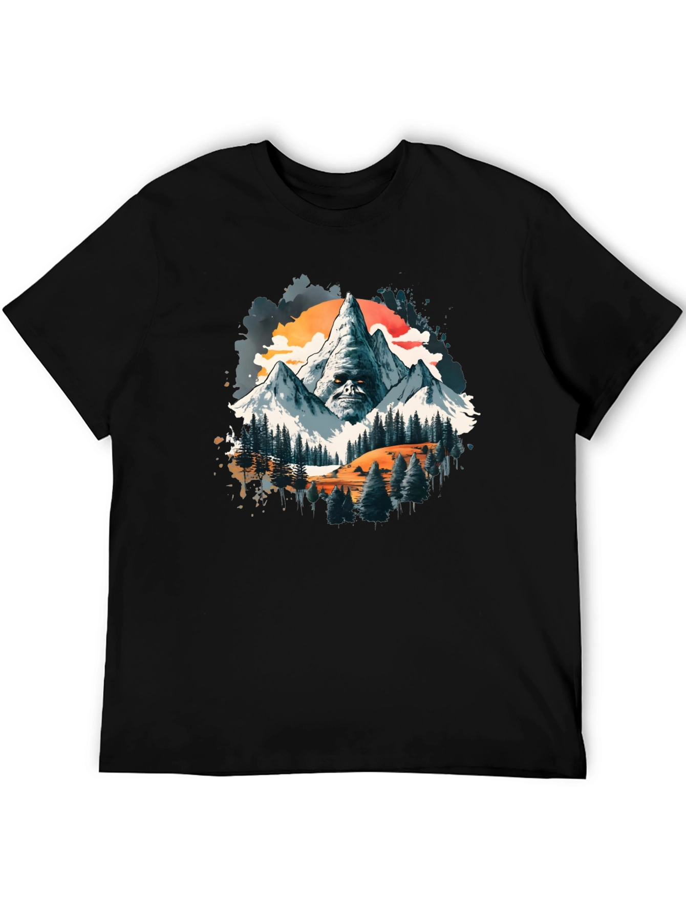 Mountain Face Graphic Tee - Mens Black T-Shirt
