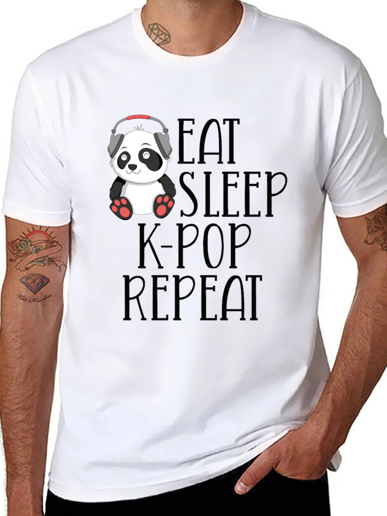 Eat Sleep K-Pop Repeat Panda T-Shirt