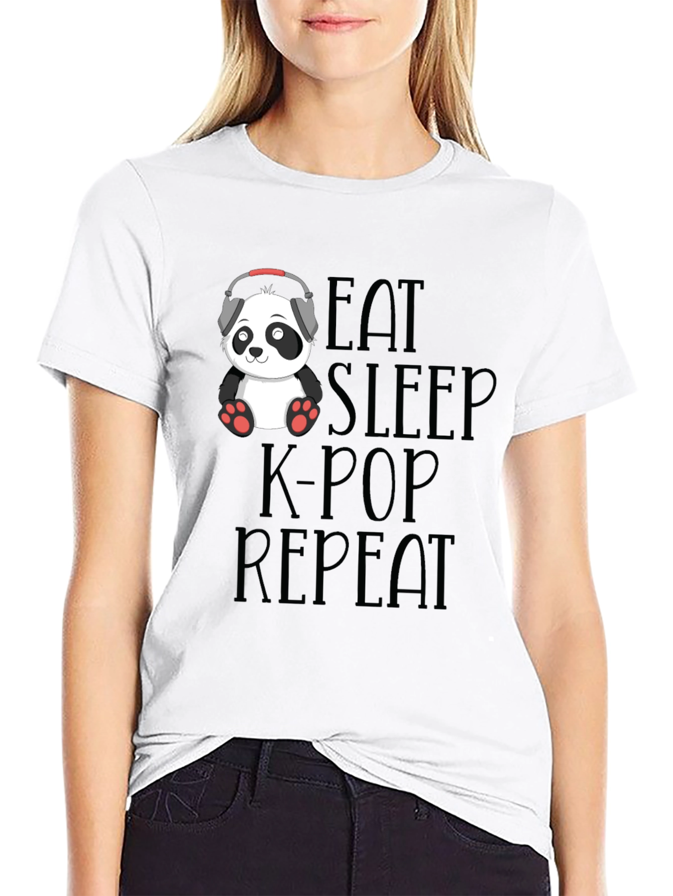 Eat Sleep K-Pop Repeat Panda T-Shirt