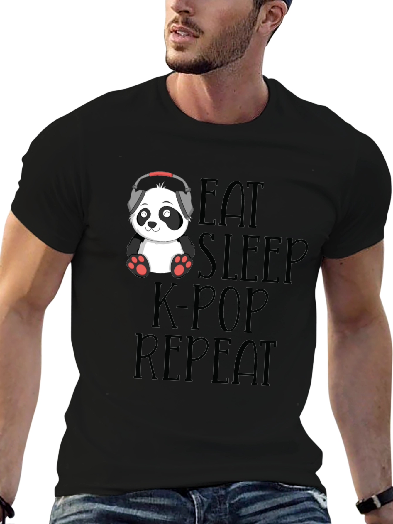 Eat Sleep K-Pop Repeat Panda T-Shirt