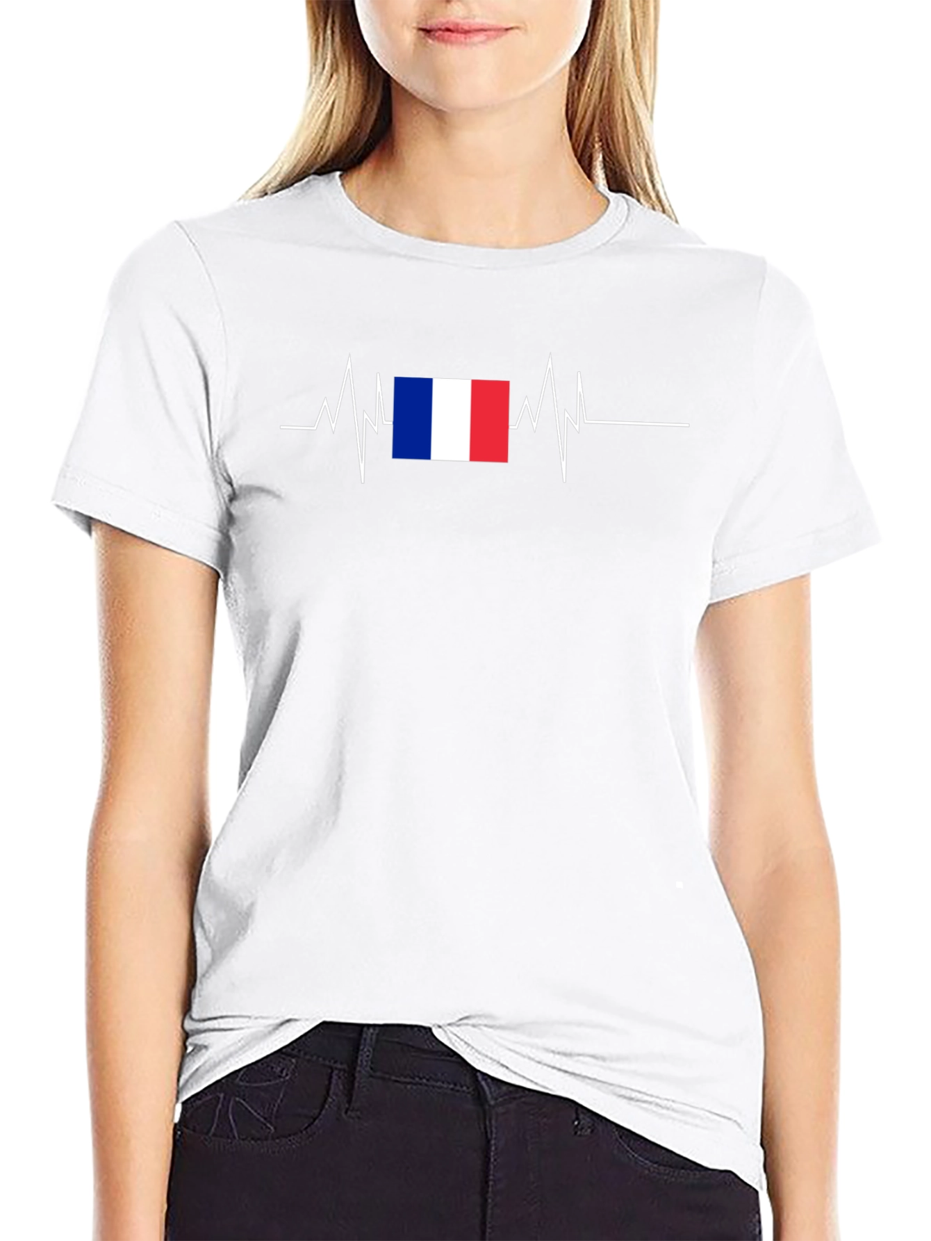 France Flag Heartbeat Graphic Tee