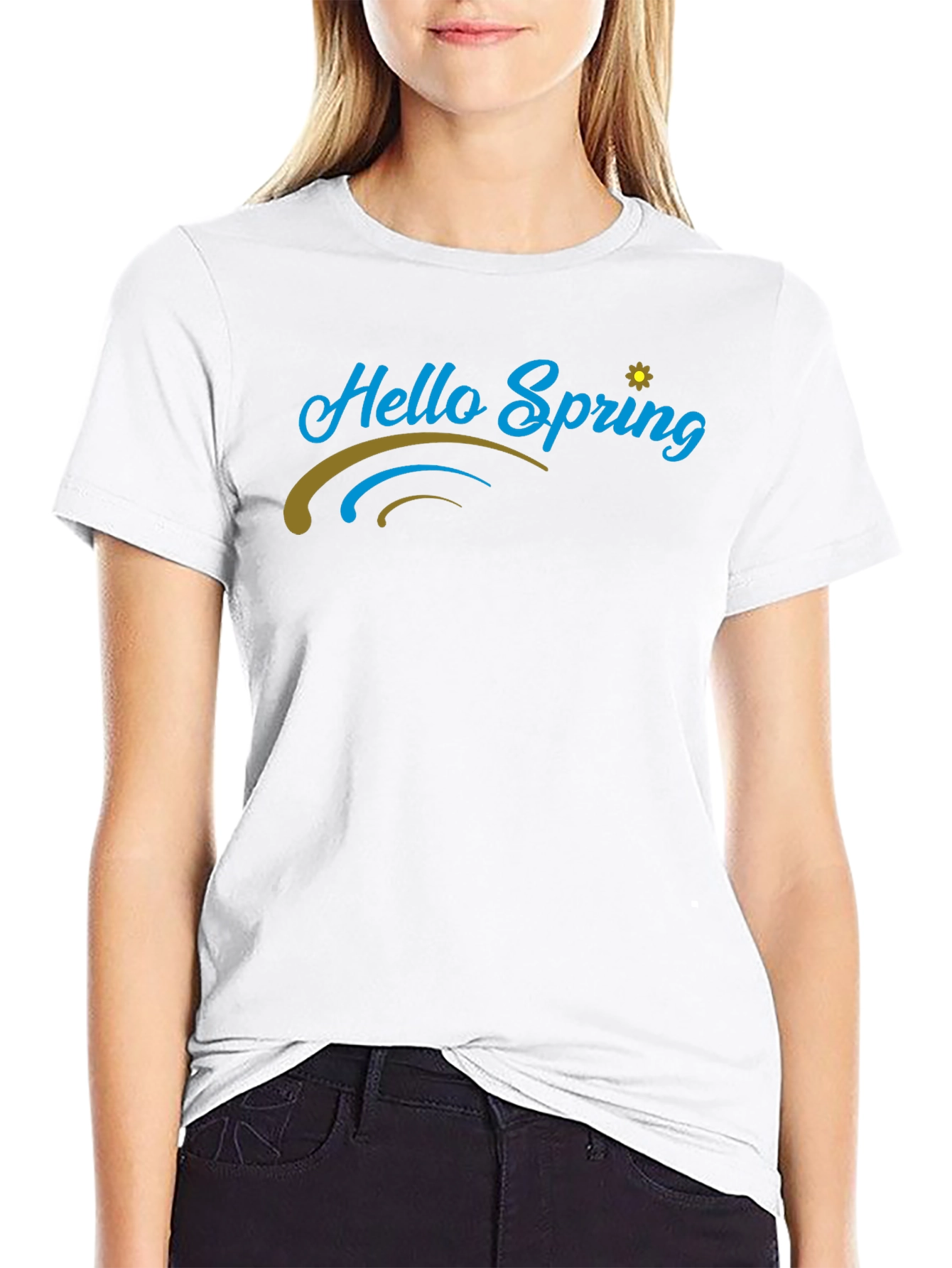 Hello Spring Black T-Shirt