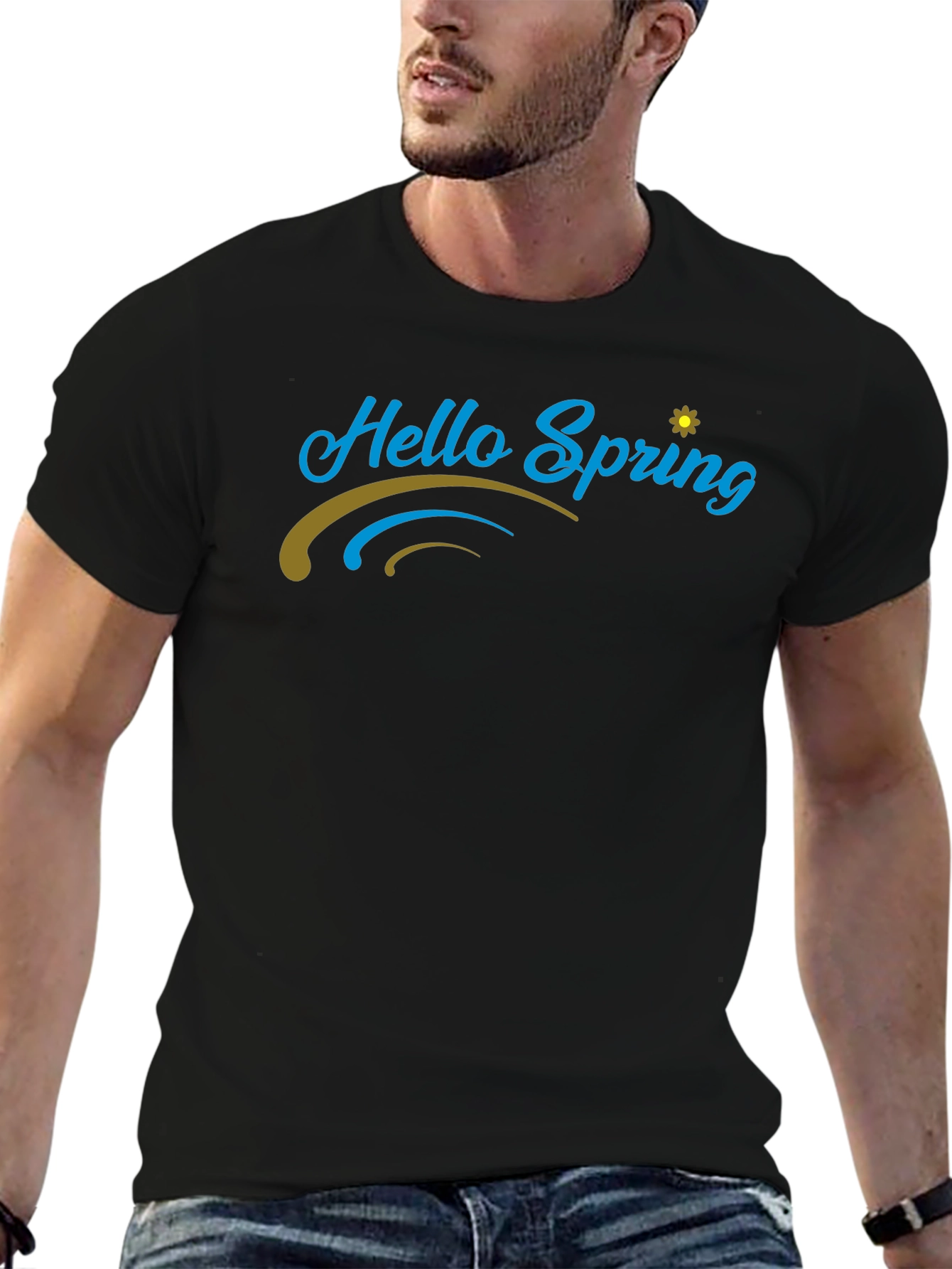 Hello Spring Black T-Shirt
