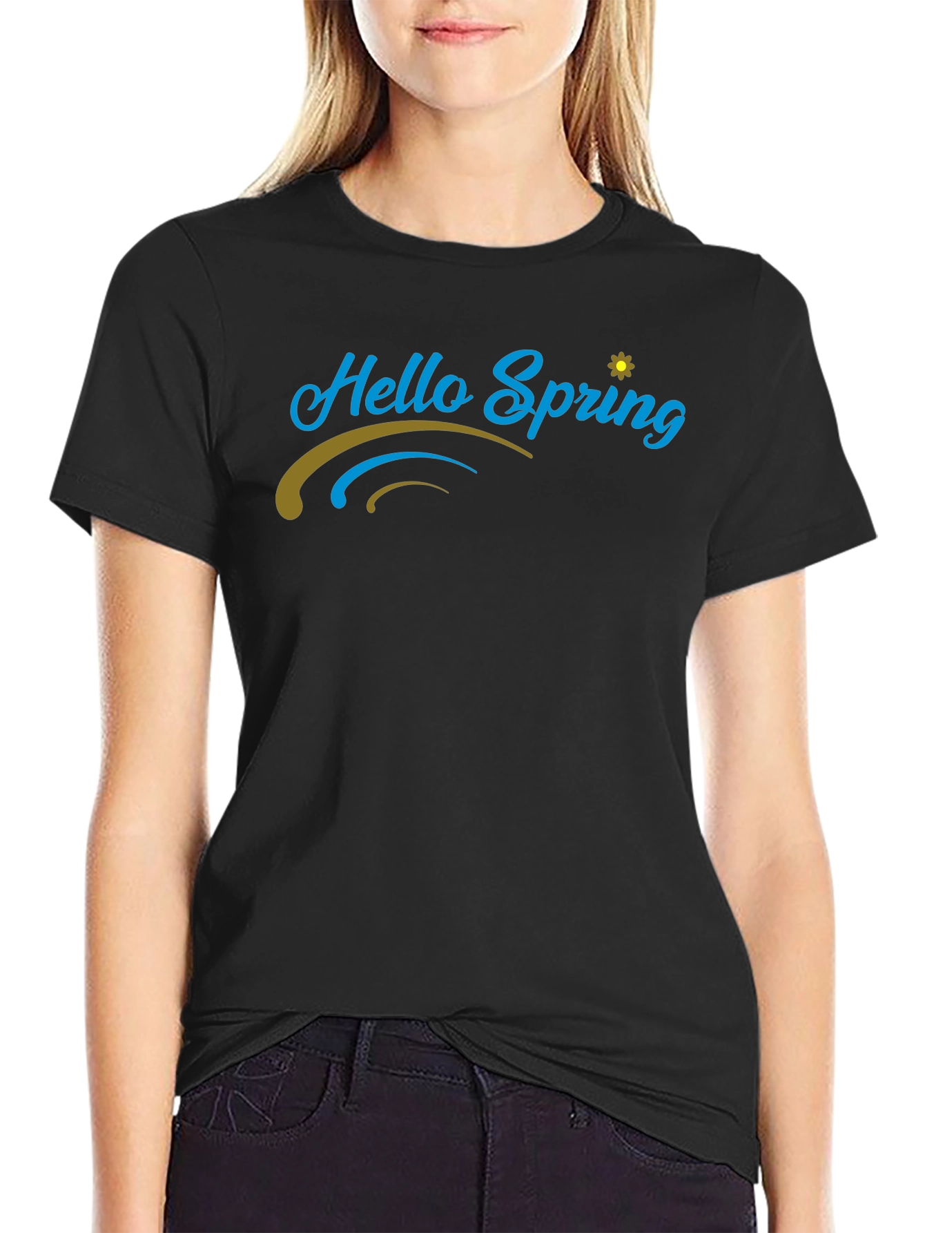 Hello Spring Black T-Shirt